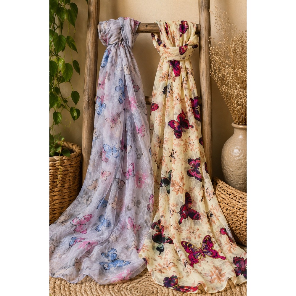 Butterfly Scarf Lot Cottagecore Fairycore Floral Sequin Lightweight Set Y2K